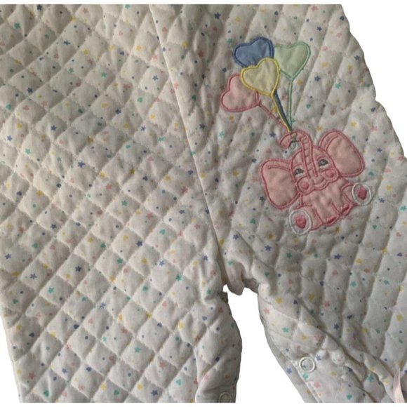 Vintage Quilted Star Print Pastel Footed Romper 3-6 Months - Picture 2 of 5